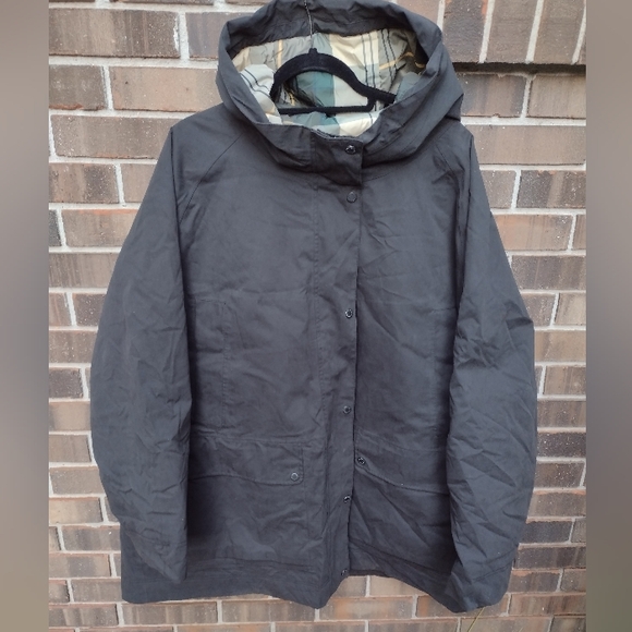 Barbour Beadnell Coat Waterproof Hooded Tartan Lined Black Jacket NWOT - Picture 5 of 11